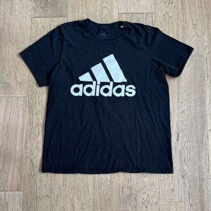 Adidas Black Short Sleeve Tee with White Logo Size Large